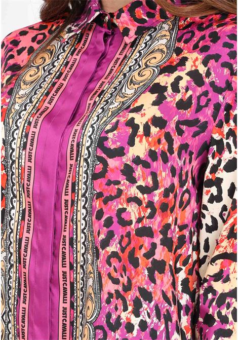 Fuchsia women's shirt with spotted pattern JUST CAVALLI | 76PAL232NS426455